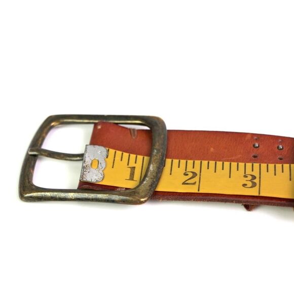 PERFORATED BROWN REAL LEATHER 1 5/8"Wd STUDS CASUAL DRESS WOMEN'S BELT Sz S (F34 - Picture 8 of 12